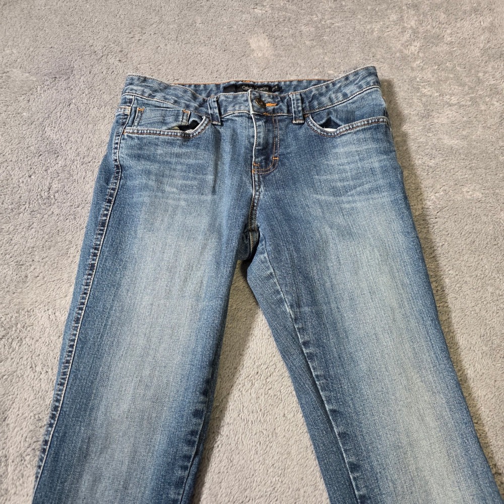 Calvin Klein Womens 29/8 Lean Boot Jeans Blue Medium Wash Flap Pocket Stretch - Picture 3 of 8